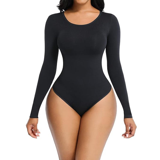 Curvear®️Shape Wear Bodysuit Jumpsuit Slim Fit Thong Body Shaper Women Yoga Long Sleeve Fitness Bodysuits for Women
