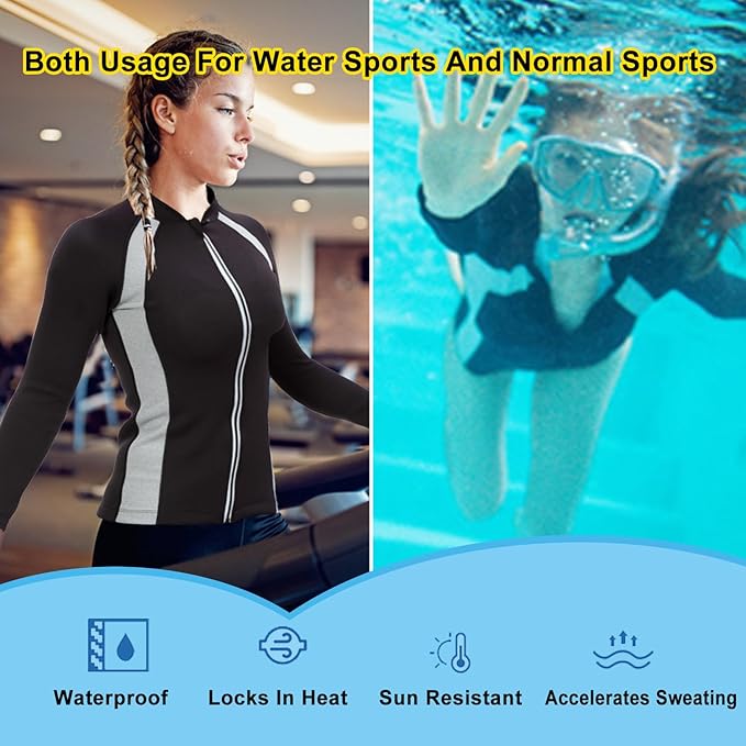Curvearf®️Sweat Weight Loss Sauna Suit Women Neoprene Body Slimming Suit Slimming Body Shapers Trainer Long Sleeves Zipper