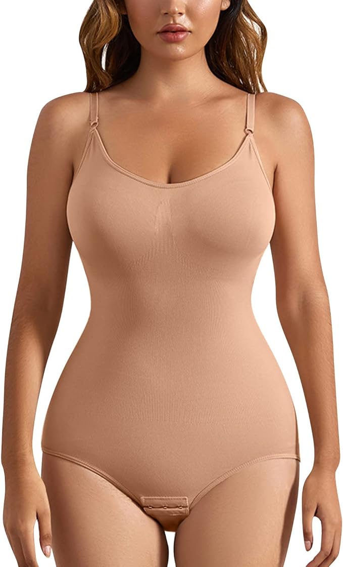 Curvear®️Seamless Slimming Jumpsuit One-piece No Padding Adjustable Shoulder Straps Women's Shaper Corset Thong Bodysuit