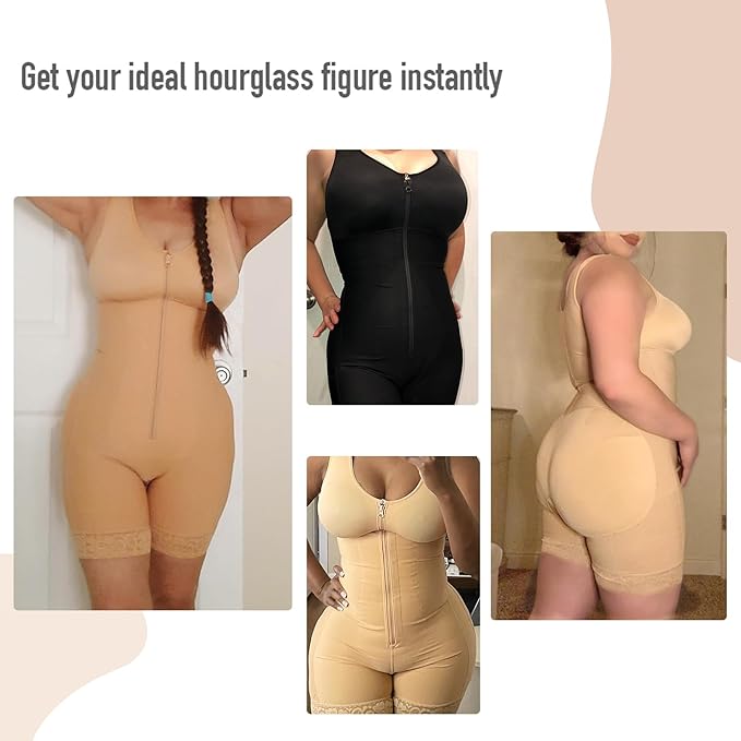 Curvear®️Women's Seamless Girdle Zipper Full Body Shaper Size Bodysuit Post Surgery Firm Shapewear Colombian Tummy Control Slimming
