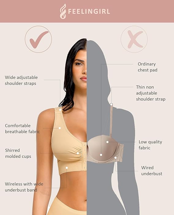 Curvear®️Women One Piece Seamless Reversible Wireless Comfort Bust Support Front Buckle Shaper Bra for Women Shapewear