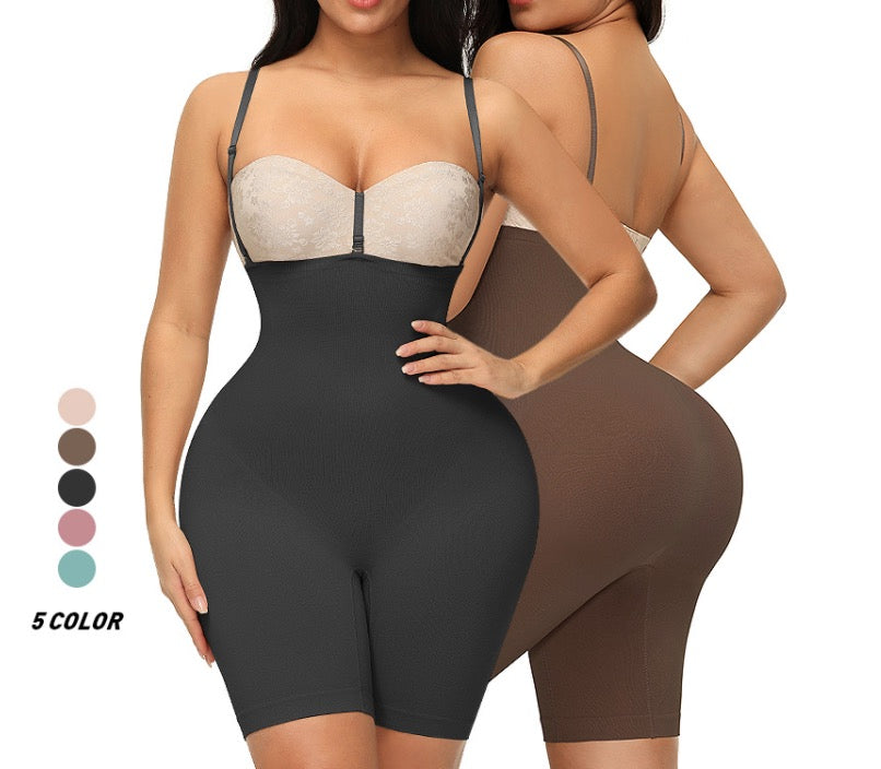 Curvear®️Women Seamless Lightweight Layer Open-Bust Firm Triple Control Plus Size Thigh Slimmer Postpartum Tummy Control Body Shaper Comfortable for Under Dress Butt Lifter Mid-Thigh Bodysuit