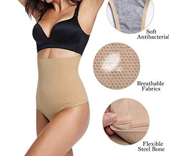 Curvear®️Women's High Waist Butt Lifter T-back Underwear Compression Thongs Breathable Fabric Body Shapers with Tummy Control
