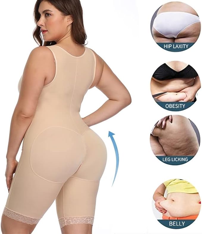 Curvear®️Women's Seamless Girdle Zipper Full Body Shaper Size Bodysuit Post Surgery Firm Shapewear Colombian Tummy Control Slimming