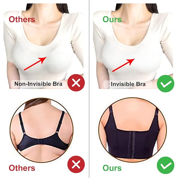 Curvear®️Women's Push Up Bra, Full-Coverage Underwire Bra, Hide Back Fat Deep Cup Bra, Smoothing T-Shirt Bra, Sculpting Uplift Bra