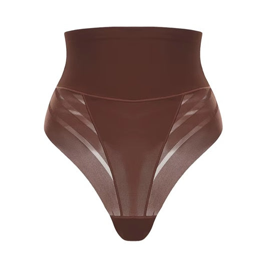 Curvear®️Women High Waist Thong Shaper Tummy Control Slimming Shapewear Butt Lifter Thong Stripe Lace T-Back Seamless Panties