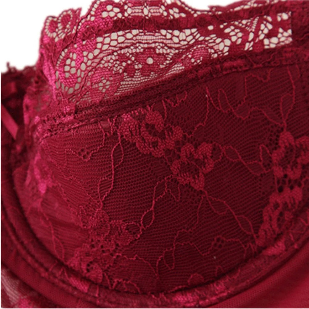 Curvear®️Push Up Bras for Women Plus Size Lace Underwire Full-Coverage Everyday Bra black-beige, blue-beige