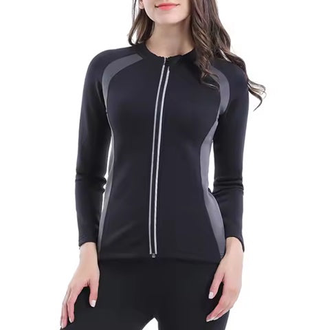 Curvearf®️Sweat Weight Loss Sauna Suit Women Neoprene Body Slimming Suit Slimming Body Shapers Trainer Long Sleeves Zipper