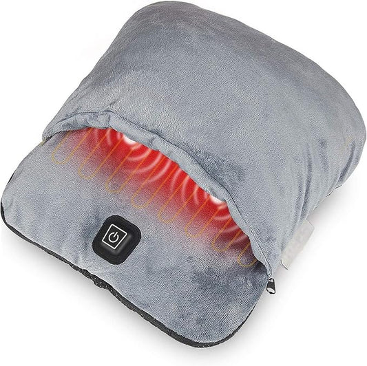 Electric Heated Foot Warmer with Plush Cover & Auto Shut-Off