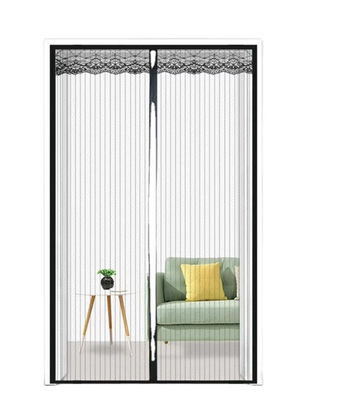 CURVEAR Premium Magnetic Screen Door with Lace Top – Hands-Free Mesh Curtain