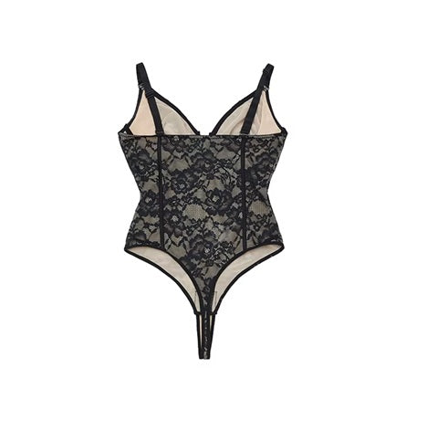 Sexy Lace Bodysuit for Women – Deep V Neck Lingerie Teddy | Backless Slim Fit One-Piece – Comfortable & Elegant Nightwear.