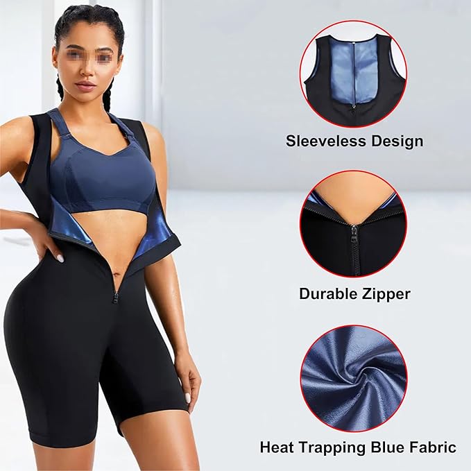 Curvear®️Women High Compression Bodysuit Shapewear Fitness Girdles Sauna Sweat Suits Belly Slimming Sheath Weight Loss Body Shaper