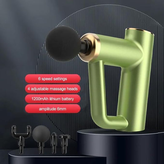 Deep Tissue Massage Gun for Pain Relief – Powerful Handheld Percussion Muscle Massager with 4 Heads, Quiet Motor & Rechargeable Battery for Athletes, Recovery, and Fitness