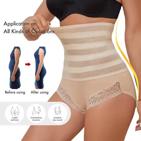 Curvear®️Tummy Control Shapewear for Women Body Shaper Slimming Panties Brief High Waist Lace Seamless Bodysuit