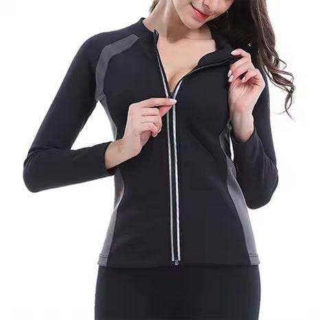 Curvearf®️Sweat Weight Loss Sauna Suit Women Neoprene Body Slimming Suit Slimming Body Shapers Trainer Long Sleeves Zipper