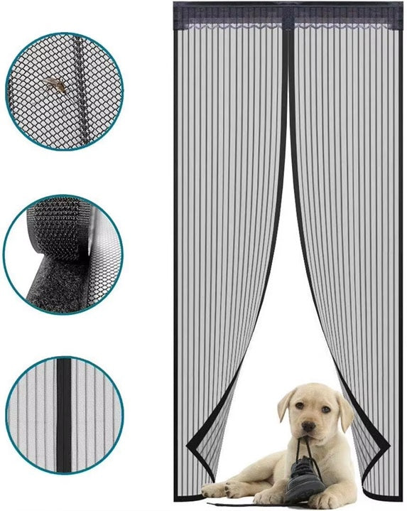 CURVEAR Premium Magnetic Screen Door with Lace Top – Hands-Free Mesh Curtain