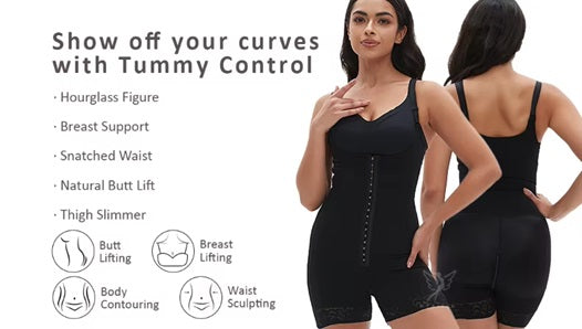 Curvear®️Women Latex Shaper t Cincher Slimming Zipper Buckle Full Body Shape Tummy t Control Bods Butt Lifter Shapewear