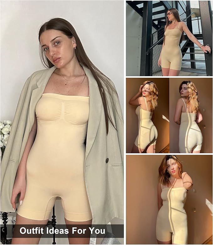 Curvear®️Strapless Shortie Bodysuit for Women Tummy Control Shapewear Seamless Sculpt Body Shaper with Removable Straps