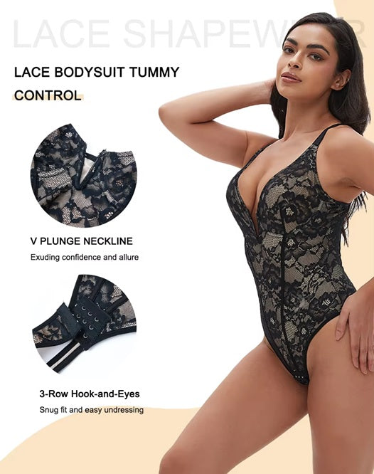 Sexy Lace Bodysuit for Women – Deep V Neck Lingerie Teddy | Backless Slim Fit One-Piece – Comfortable & Elegant Nightwear.