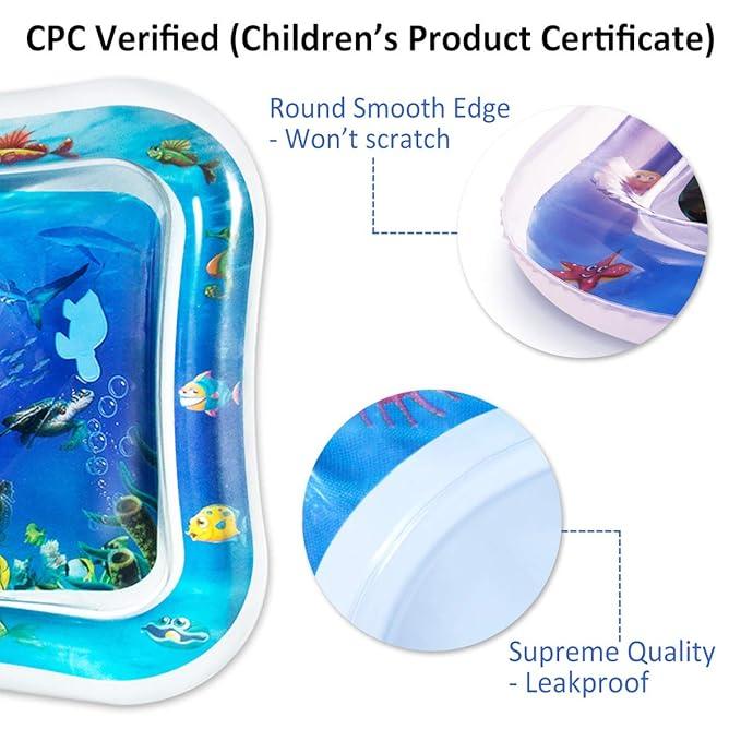 Curvear®️ Tummy Time Water Play Mat - Baby Water Mat for Infants & Toddlers - Leakproof Premium Water Play Mat - Baby Toys Water Mat Activity Center for Baby Stimulation