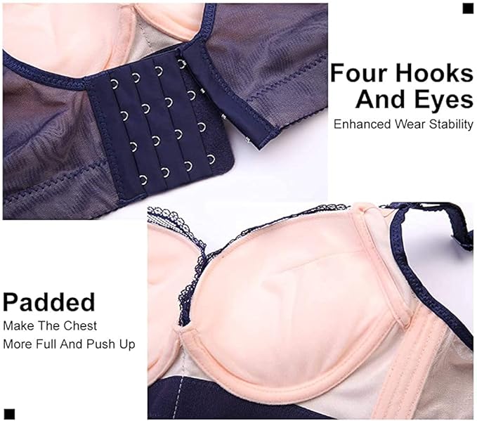 Curvear Sexy Women's Padded Push-Up Bra with Soft Lace and Underwire for Enhanced Cleavage and Comfort