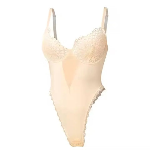 Curvear®️Body Suit Shapewear Camisole Jumpsuit Shaper Body Shaping Butt Part Seamless U Plunge Deep V Sexy Lace Backless Bodysuit