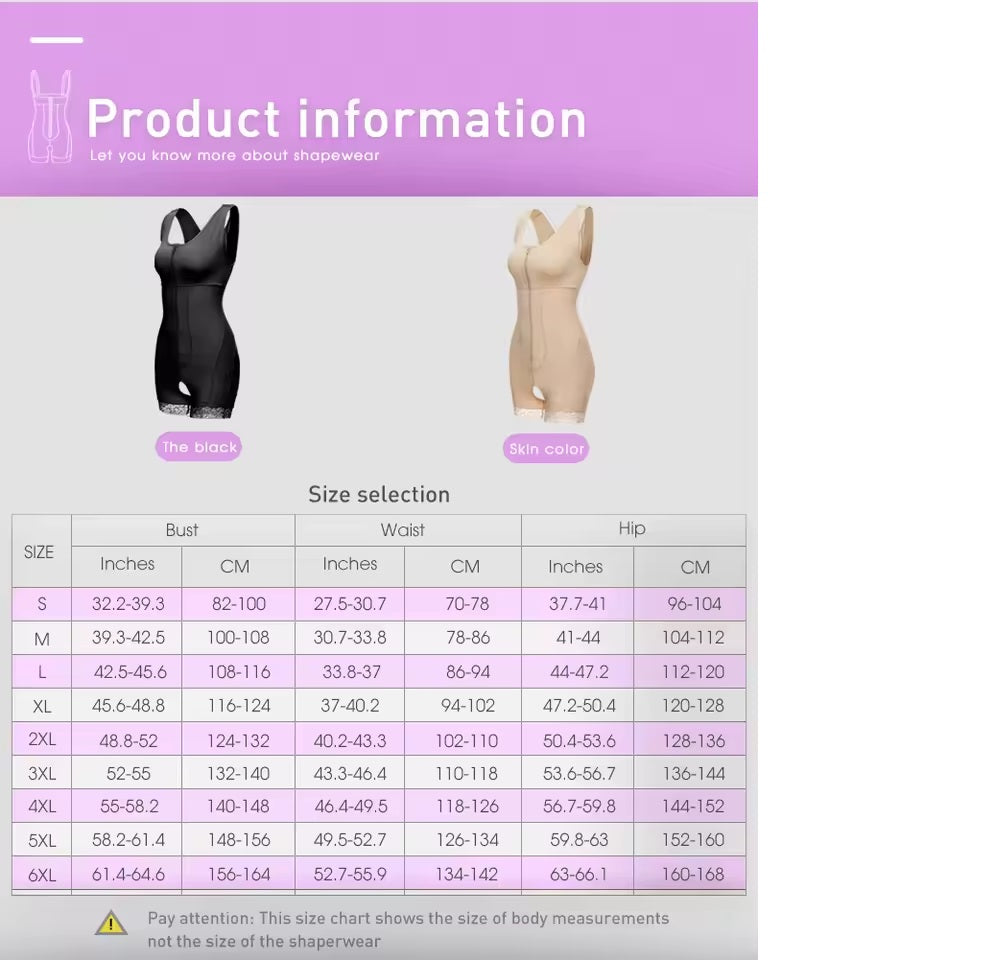 Curvear®️Women's Seamless Girdle Zipper Full Body Shaper Size Bodysuit Post Surgery Firm Shapewear Colombian Tummy Control Slimming