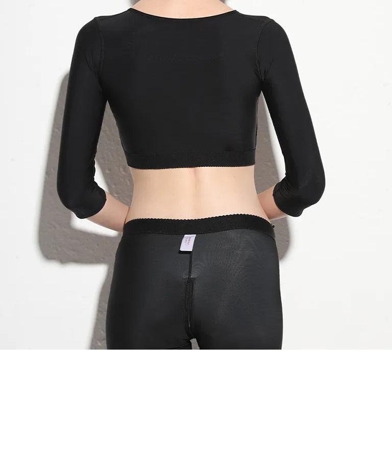 Curvear®️Women shaper tops arm compression post surgery push up front breasted long sleeves bra slimmimg shapewear