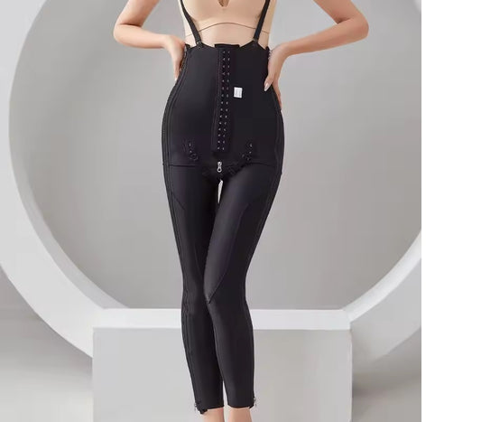 Curvear®️Women's Body Shapewear Thigh Liposuction Leggings Postpartum Leg Shaping Zipper Open Crotch 3 Breasted Tummy Control Panties