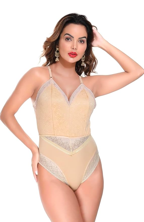 Elegant Green Lace Bodysuit for Women – Deep V Neck, Sheer Mesh Lingerie, Sexy One-Piece Outfit