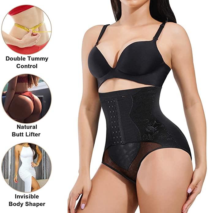 Curvear®️ Women Tummy Control, Seamless high Waist Trainer with Thong Panties, Waist Cincher Shapewear, Anti Rolling Tummy Tucker, Invisible Shaping Shaper