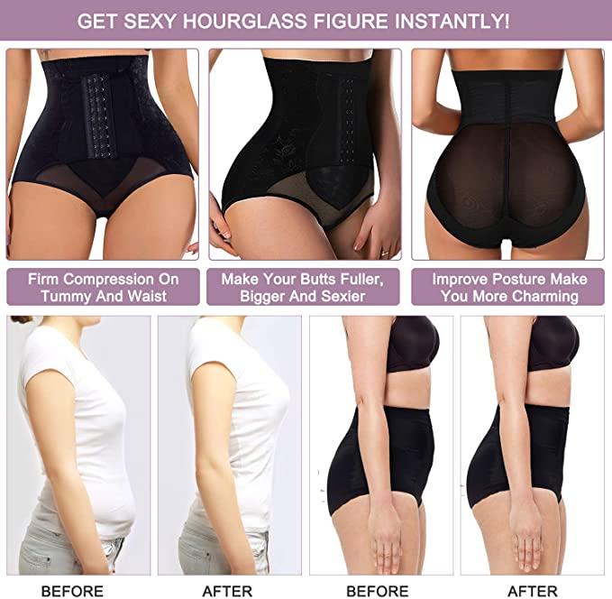 Curvear®️ Women Tummy Control, Seamless high Waist Trainer with Thong Panties, Waist Cincher Shapewear, Anti Rolling Tummy Tucker, Invisible Shaping Shaper