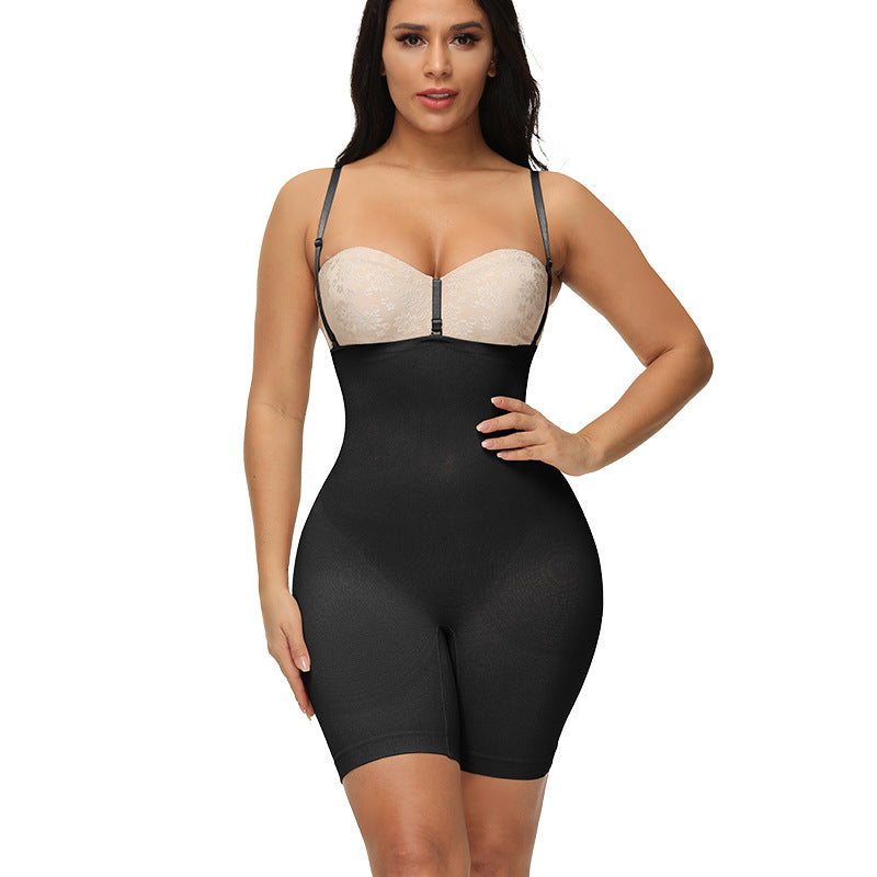Curvear®️Women Seamless Lightweight Layer Open-Bust Firm Triple Control Plus Size Thigh Slimmer Postpartum Tummy Control Body Shaper Comfortable for Under Dress Butt Lifter Mid-Thigh Bodysuit