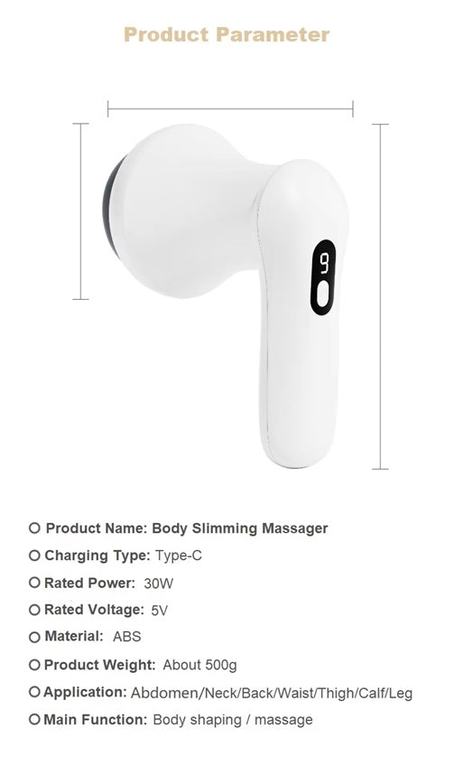 Body Slimming Massager for Fat Reduction and Cellulite – 5-in-1 Electric Handheld Massager with Interchangeable Heads, LED Display & Multiple Intensity Settings