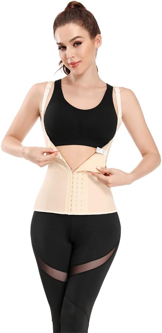 Curvear®️Adjustable Shoulder Straps Body Shaper 9 Spiral Steel Boned Waist Training Corset Vest