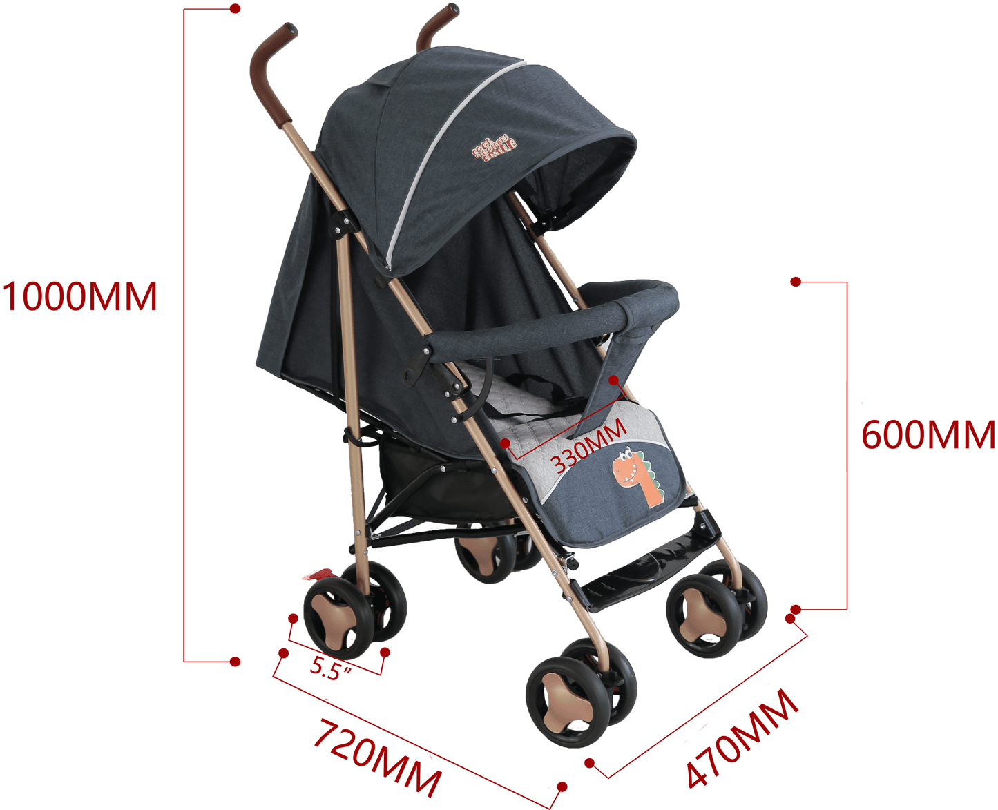 Curvear ®️Baby Stroller/Pram/Buggy/Push Chair for Newborn, Kids 0 to 5 Years - Easy Foldable & Lightweight to Carry, Compact & Travel Friendly, Adjustable backrest, Large Storage Basket