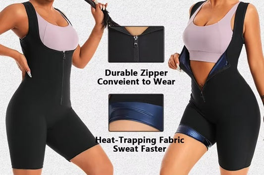 Curvear®️Women High Compression Bodysuit Shapewear Fitness Girdles Sauna Sweat Suits Belly Slimming Sheath Weight Loss Body Shaper