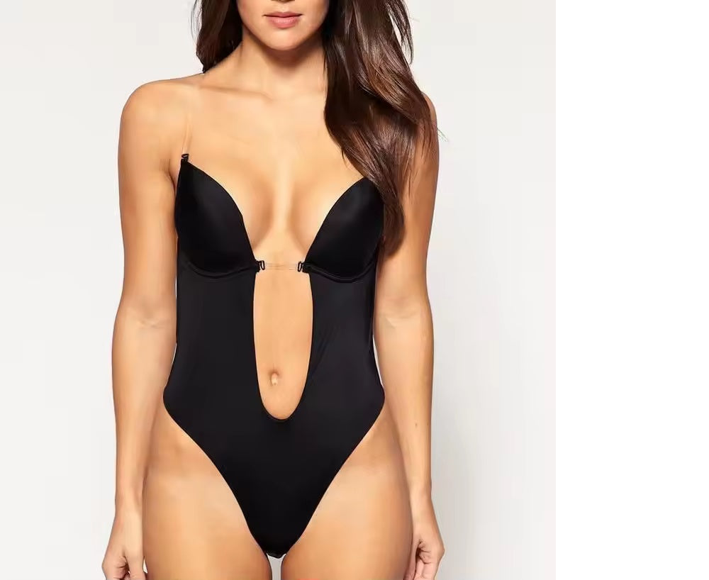 Curvear®️Strapless Backless Bras for Women Bodysuit, Seamless Plunge Shapewear, Clear Body Shaper Bra for Women
