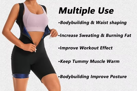 Curvear®️Women High Compression Bodysuit Shapewear Fitness Girdles Sauna Sweat Suits Belly Slimming Sheath Weight Loss Body Shaper