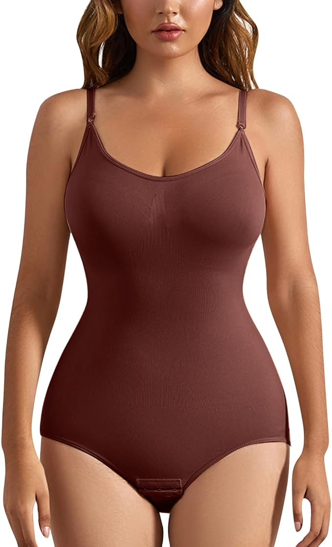 Curvear®️Seamless Slimming Jumpsuit One-piece No Padding Adjustable Shoulder Straps Women's Shaper Corset Thong Bodysuit