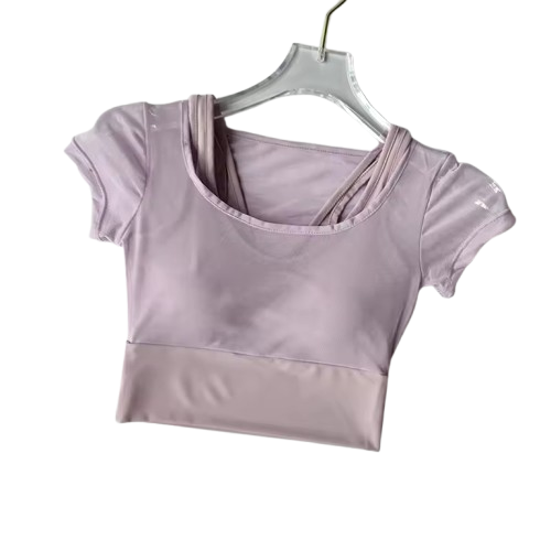 Curvear Yoga Top Women's Pilates Training Fitness Suit Chest Cushion Yoga Suit Top Quick Drying Sports Short Sleeved Breathable