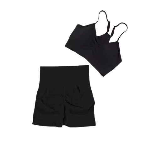 Curvear Seamless Sports Set for Women Yoga Bra Soaked Cycling Shorts Elastic Workout Outfit Sportswear 2 Piece Set