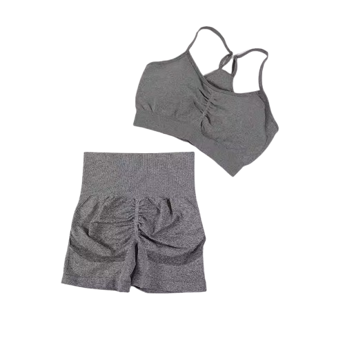 Curvear Seamless Sports Set for Women Yoga Bra Soaked Cycling Shorts Elastic Workout Outfit Sportswear 2 Piece Set