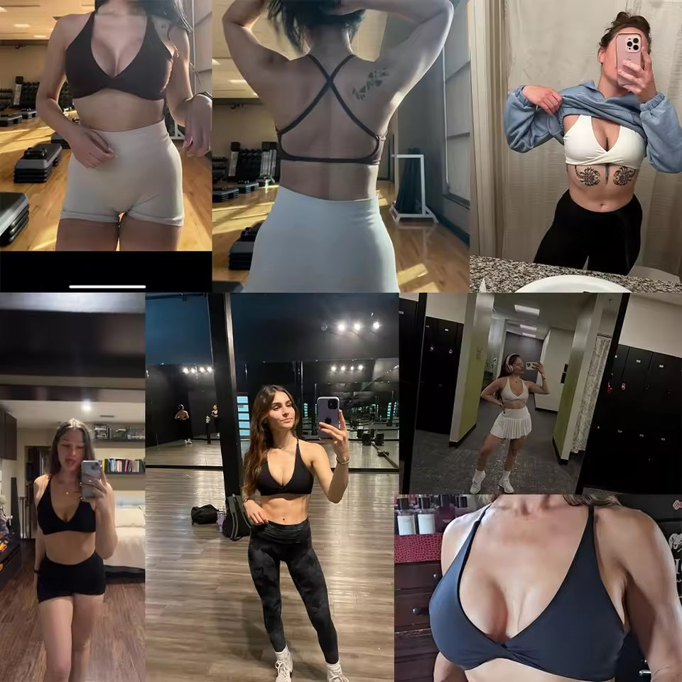 Curvear Women Seamless Sports Bra Sweatproof Breathable Shockproof Crop Top Fitness Push Up Workout Yoga Bra 2 Pack