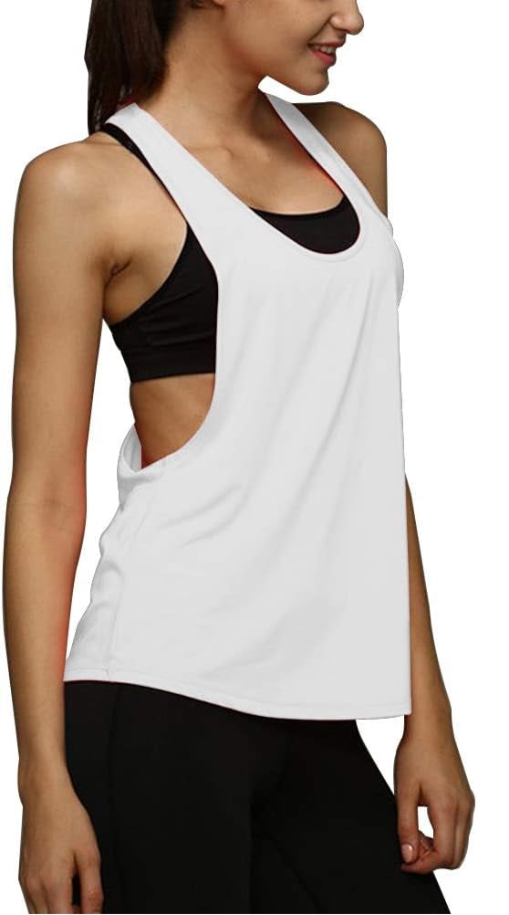 Curvear Women's Racerback Fiber Yoga Shirt Sports Shirt Athletic Fitness Precious Y-Stripe Workout Running Pilates 2 Pack