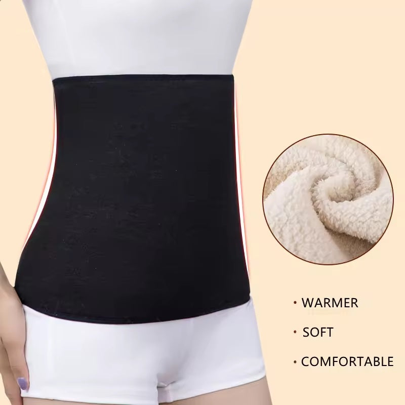 Curvear Thermal Fleece Lining Abdomen Back Warmer Belt Men Women Winter Dance Yoga Waistband Elastic Waist Binder Lumbar Support Belt Rheumatic Back Pain Brace Abdominal Stomach Kidney Warmer Protector Band