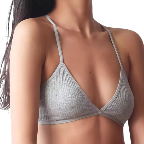 Curvear Comfort Cotton Sports Bra for Women - Thin Style Bralette, Sexy Deep V Triangle Cup, Cross Tank Top for Yoga & Gym 3 Pack