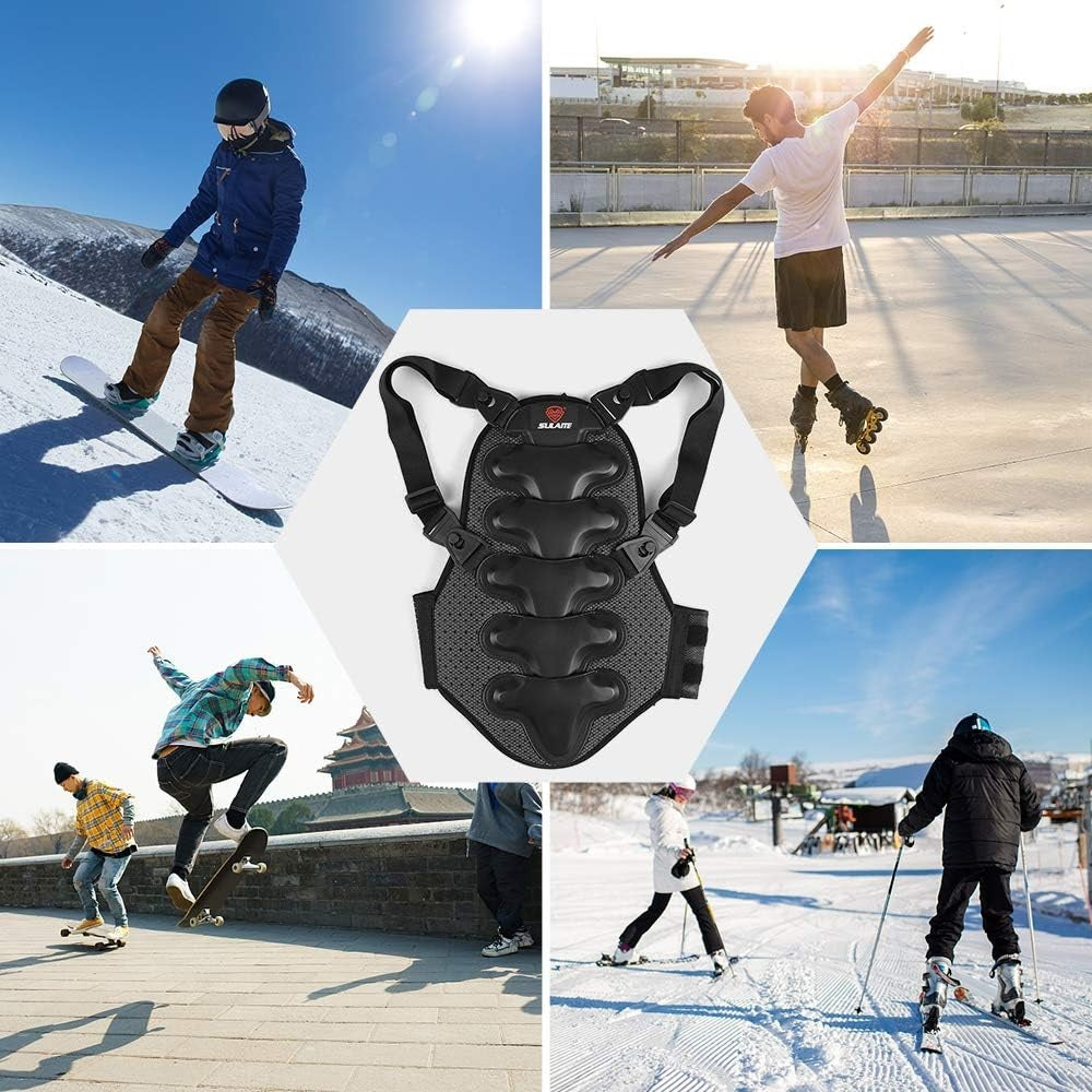 Curvear Back Protector, Motorcycle Back Protector Detachable Thick Pro Back Pad Cushion for Motorcycling Mountain Biking Skating Skiing
