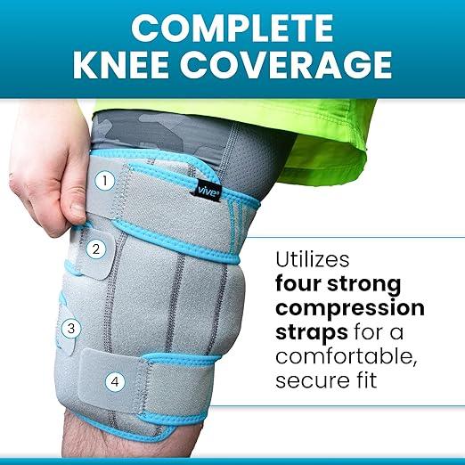 Cuvear®️Knee Ice Pack Wrap - Cold/Hot Gel Compression Brace - Heat Support Strap for Arthritis Pain, Athletic Injury, Osteoarthritis, Women, Men, Running, Meniscus and Patella Surgery
