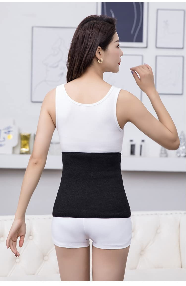 Curvear Thermal Fleece Lining Abdomen Back Warmer Belt Men Women Winter Dance Yoga Waistband Elastic Waist Binder Lumbar Support Belt Rheumatic Back Pain Brace Abdominal Stomach Kidney Warmer Protector Band